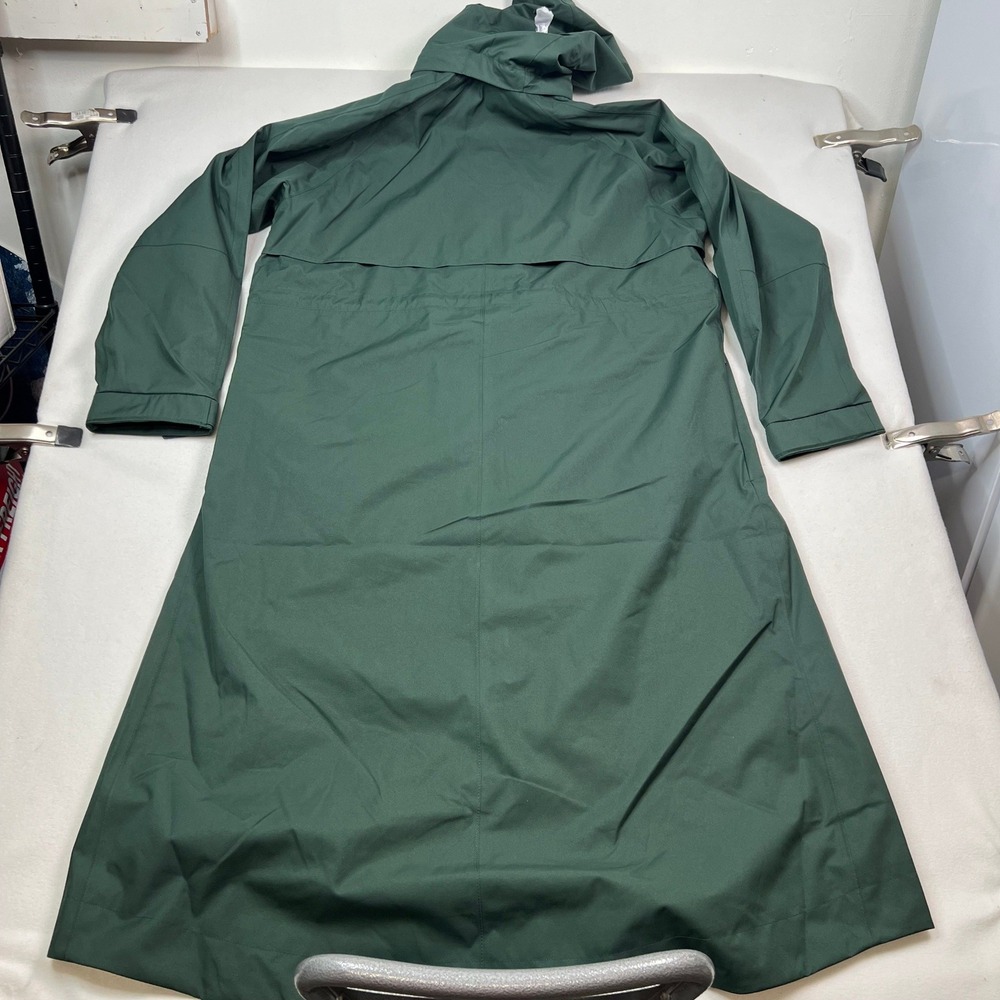 Quince Womens 100% Recycled Waterproof Long Rain Parka Forest Green Size Medium - Picture 7 of 9